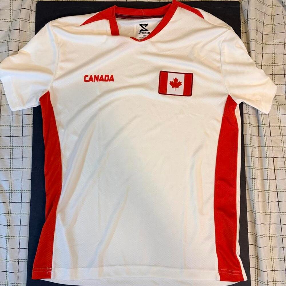 Adidas Canada White and Red Striker Soccer Jersey Size S